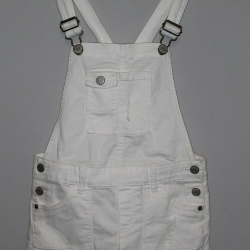 JUSTICE Overall Denim Shortalls Distressed H10316 - Picture 2 of 10